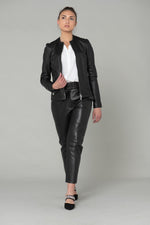 Glossy lambskin jacket with moto collar and dual-zip closure. - Image n°2