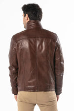 Bison-hued sheepskin jacket with zip-and-button closure and lining. - Image n°2