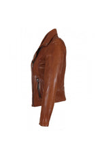 Brown Biker Style leather jacket - Image n°9