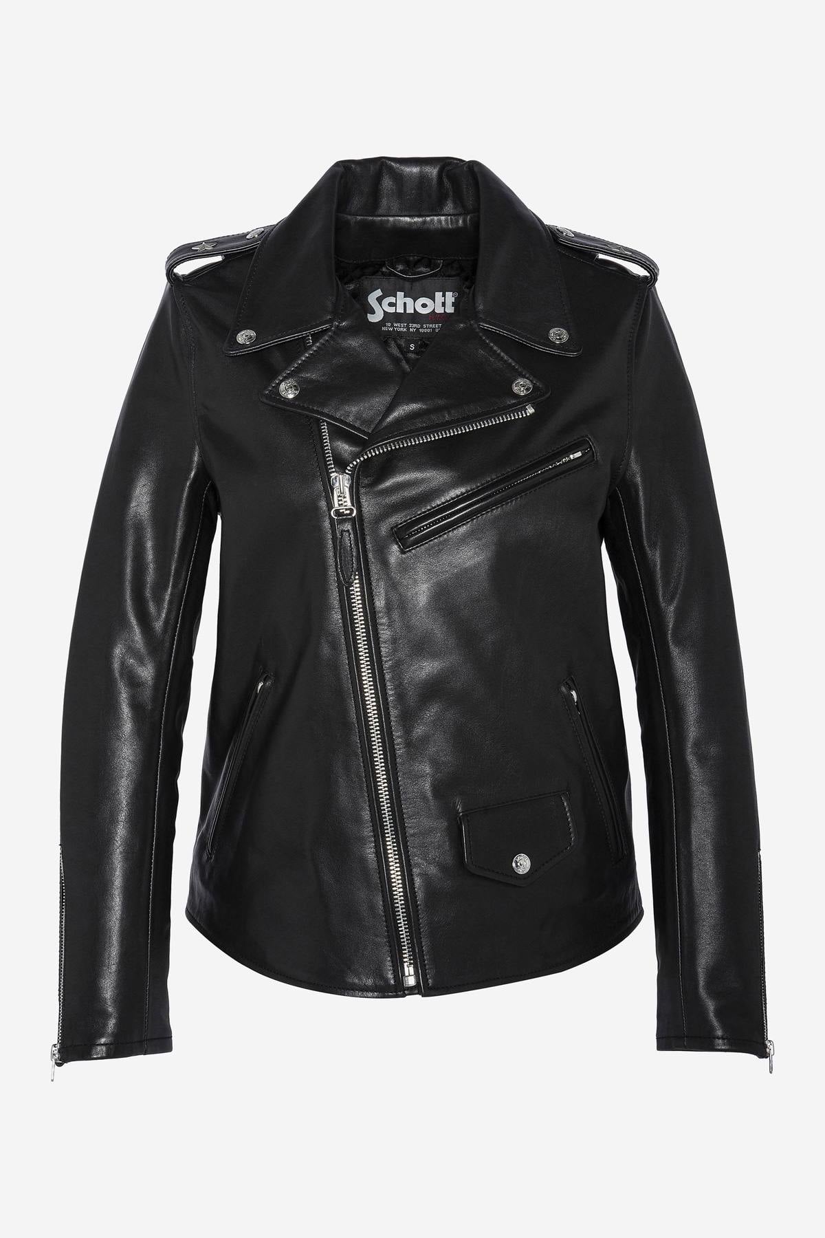 Schott's glossy black calfskin jacket: rock edge, oversized fit. - Image n°10