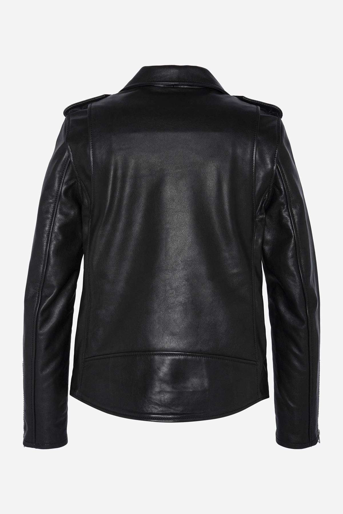 Schott's glossy black calfskin jacket: rock edge, oversized fit. - Image n°11