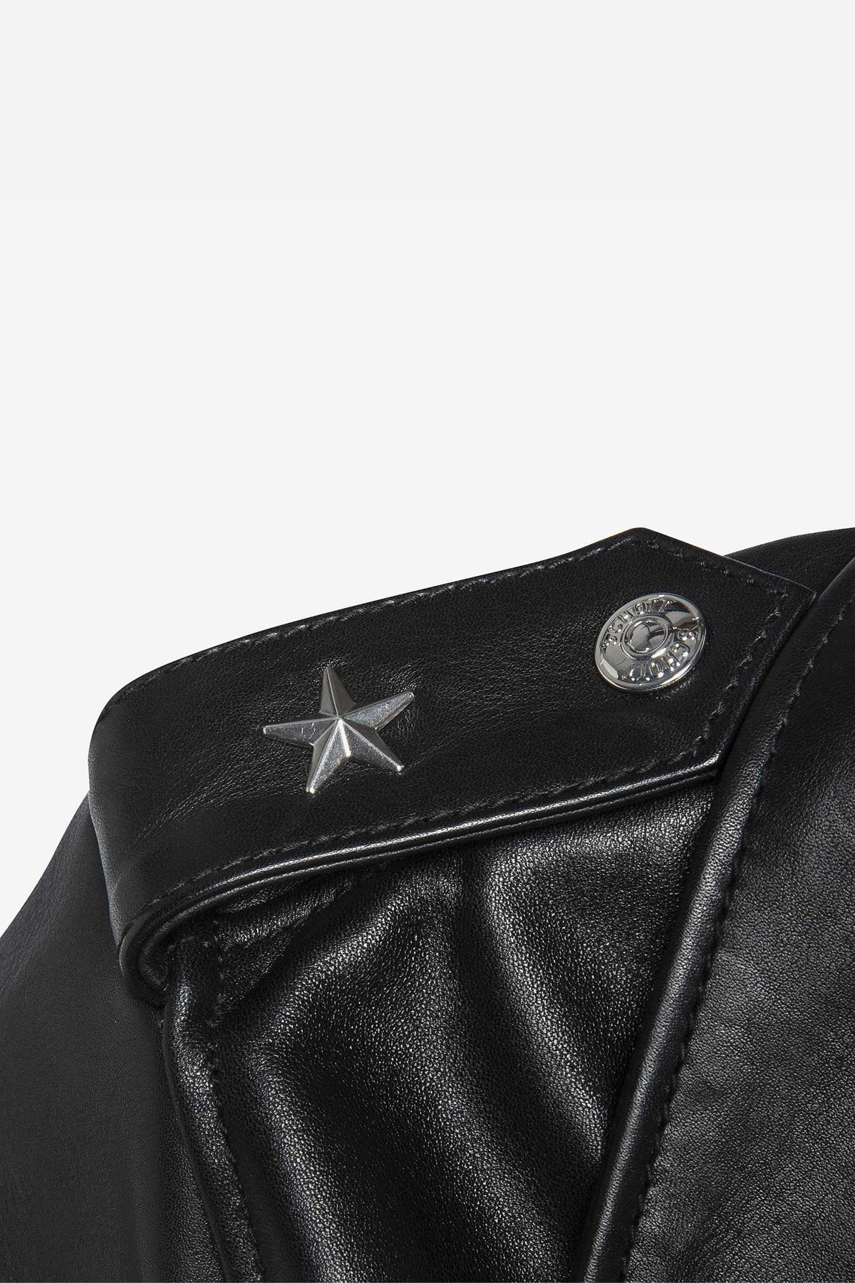 Schott's glossy black calfskin jacket: rock edge, oversized fit. - Image n°3