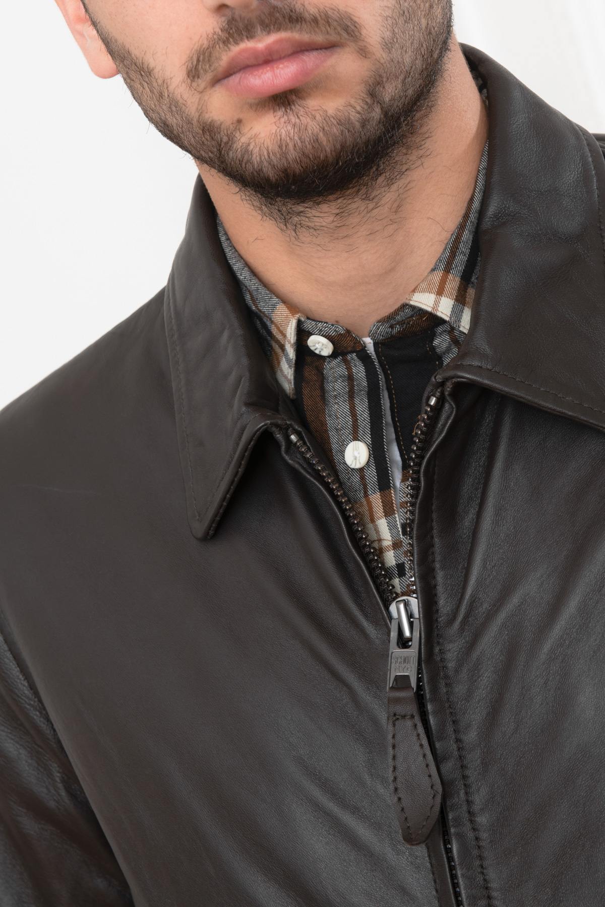 Schott LC5121: brown lambskin leather, timeless mid-season style. - Image n°6