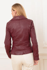 Purple leather Biker Jacket - Image n°7