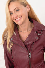 Purple leather Biker Jacket - Image n°8