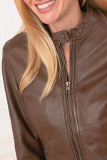 Brown genuine leather jacket - Image n°6
