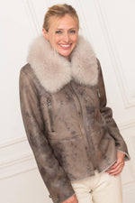 Fox collar sheepskin jacket - Image n°3