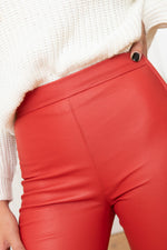 Red stretch leather leggings - Image n°4