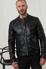 Men's black leather jacket - Image n°6