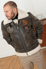 Bomber jacket in aged effect shearling - Image n°3
