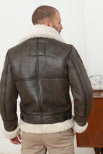 Bomber jacket in aged effect shearling - Image n°6