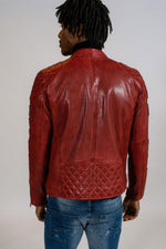 Redskins' lambskin biker jacket in bold Barcelona red. - Image n°3
