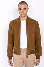 Schott's LC3017 bomber in rust goatskin suede-soft and timeless. - Image n°1