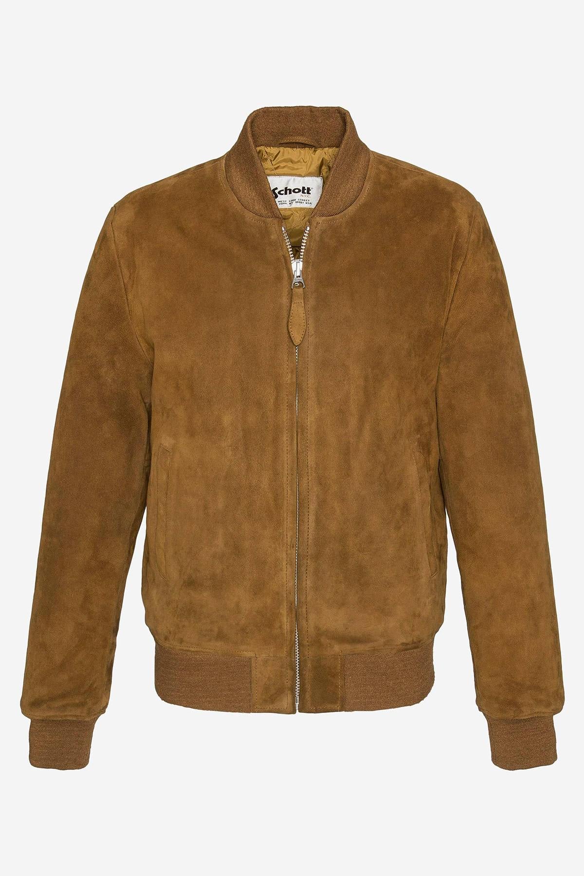 Schott's LC3017 bomber in rust goatskin suede-soft and timeless. - Image n°4