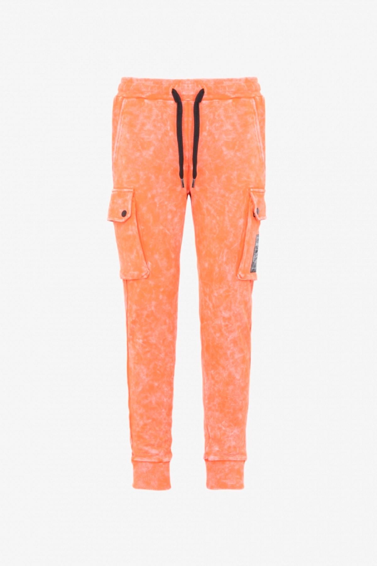 Men's orange streetwear jogging pants - Image n°1