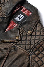 Buffalo leather perfecto with rugged vintage finish. Zips and lacing. - Image n°8