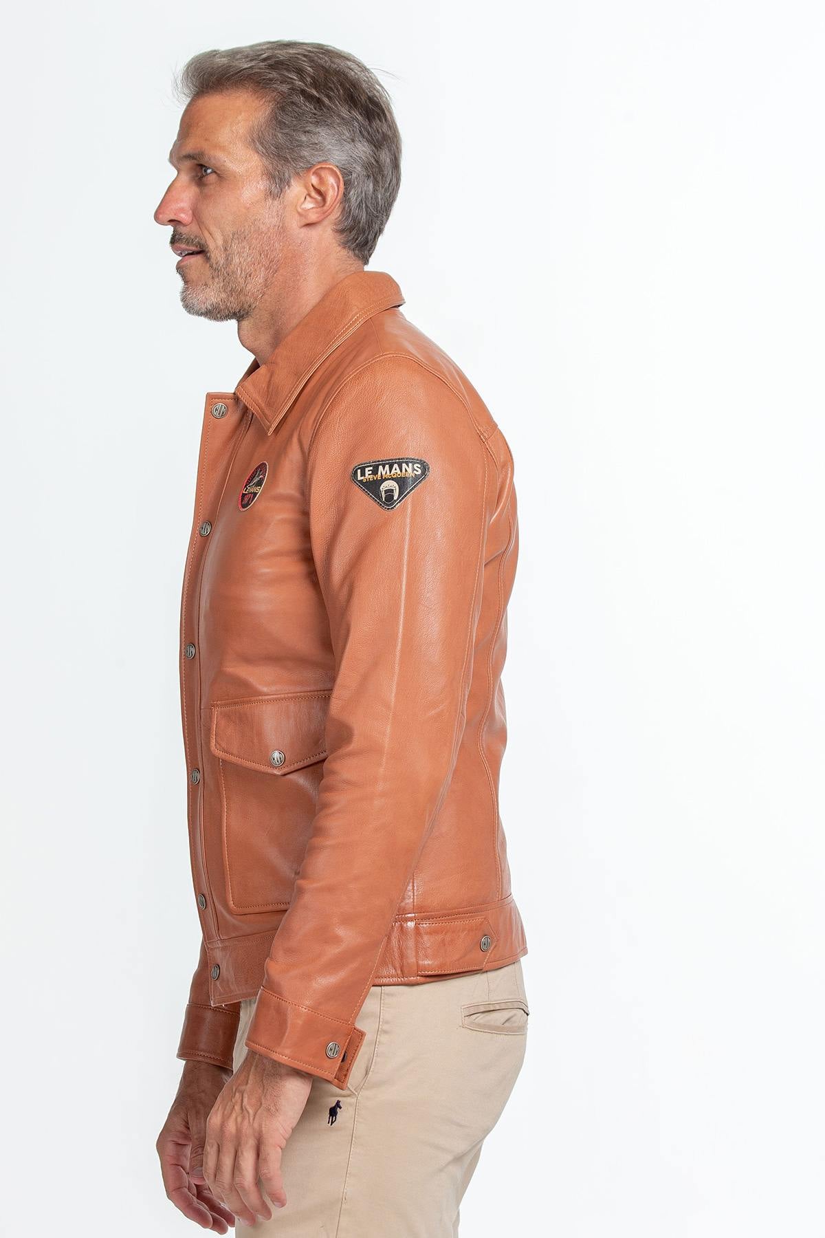 Sheep leather jacket capturing Steve McQueen's timeless racing cool. - Image n°3
