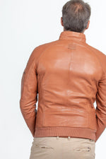 Light brown racer-style leather jacket - Image n°4