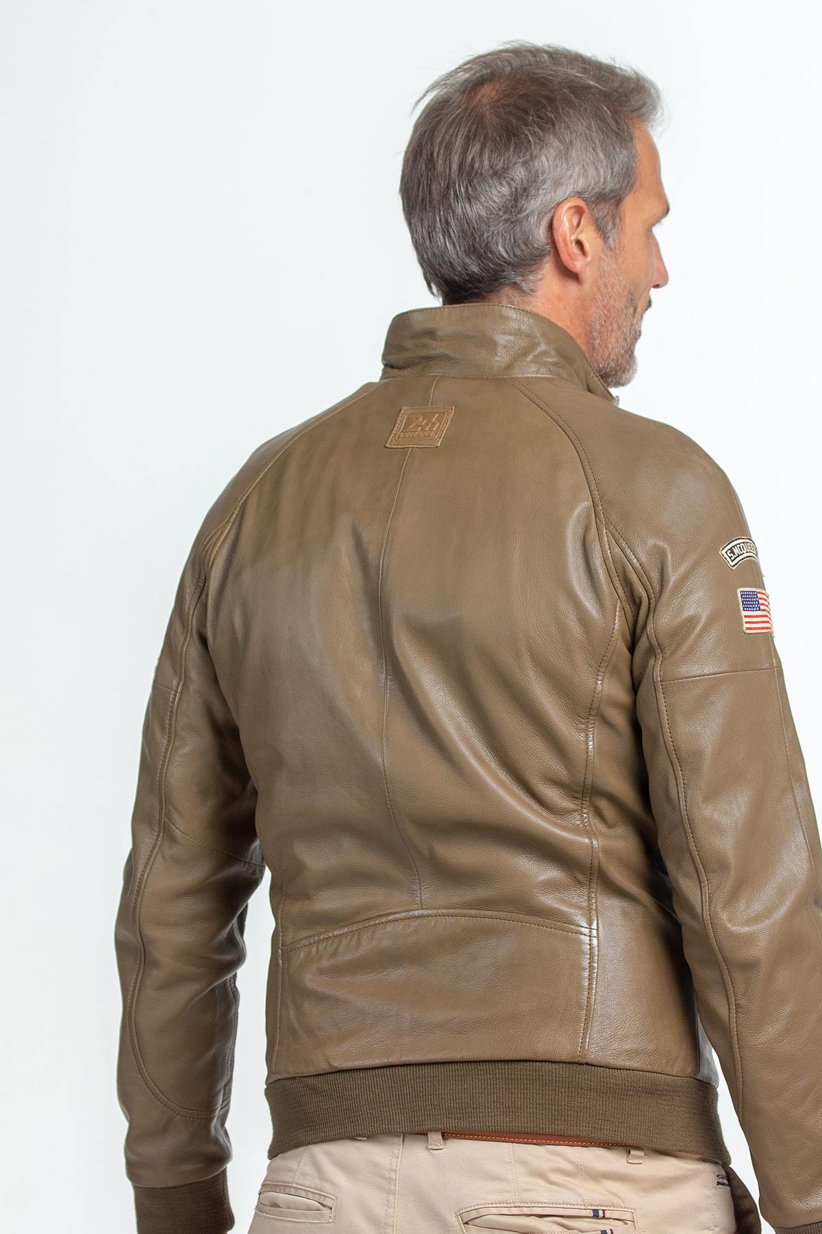 Sheep leather jacket: biker meets A2. Press studs, metal zip. - Image n°3