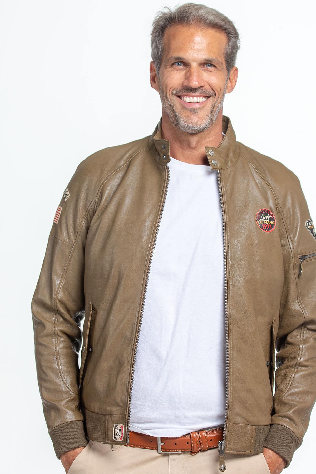 Sheep leather jacket: biker meets A2. Press studs, metal zip. - Image n°1