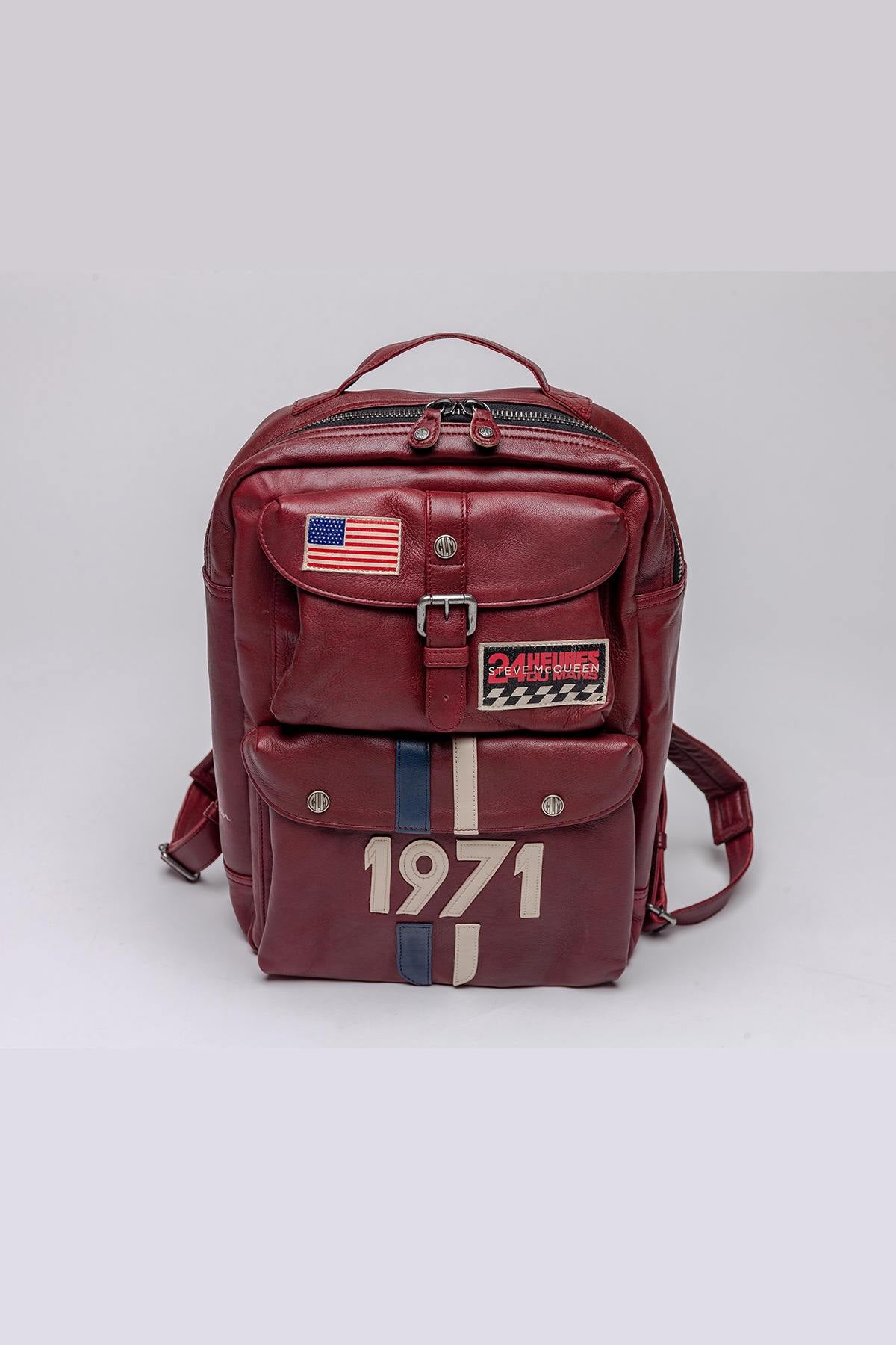 McQueen signature red sheepskin leather backpack - Image n°1