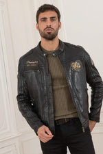 Lamb leather jacket with biker collar - Image n°6