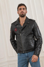 Black genuine leather biker Biker Jacket - Image n°4