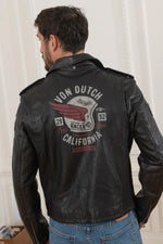 Black genuine leather biker Biker Jacket - Image n°2