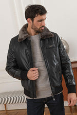 Redskins' cowhide aviator jacket with detachable sheepskin collar. - Image n°7