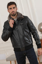 Redskins' cowhide aviator jacket with detachable sheepskin collar. - Image n°8