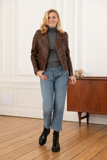 Women's biker style patch Biker Jacket - Image n°2