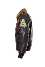 Top Gun G-1 jacket in goat leather, 17 patches, removable wool collar. - Image n°8