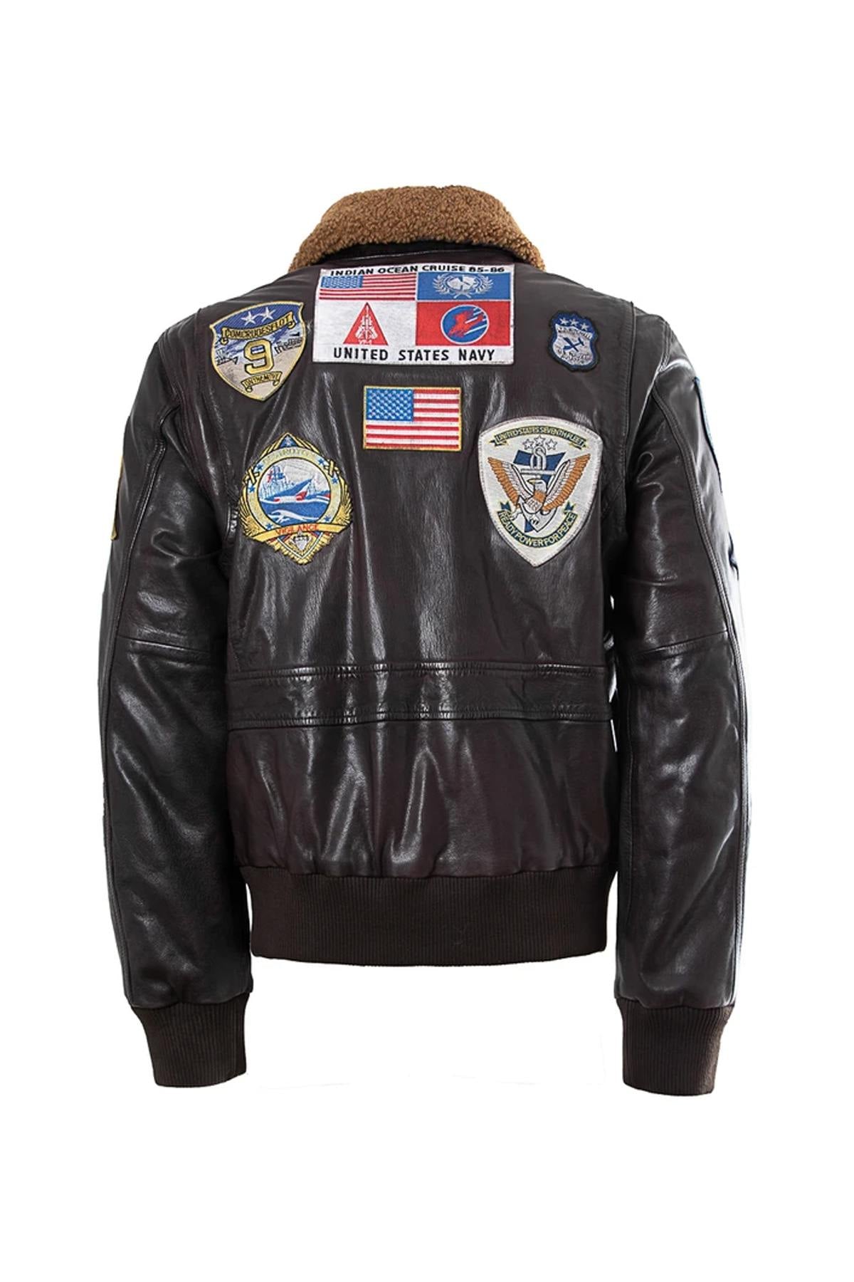 Top Gun G-1 jacket in goat leather, 17 patches, removable wool collar. - Image n°6