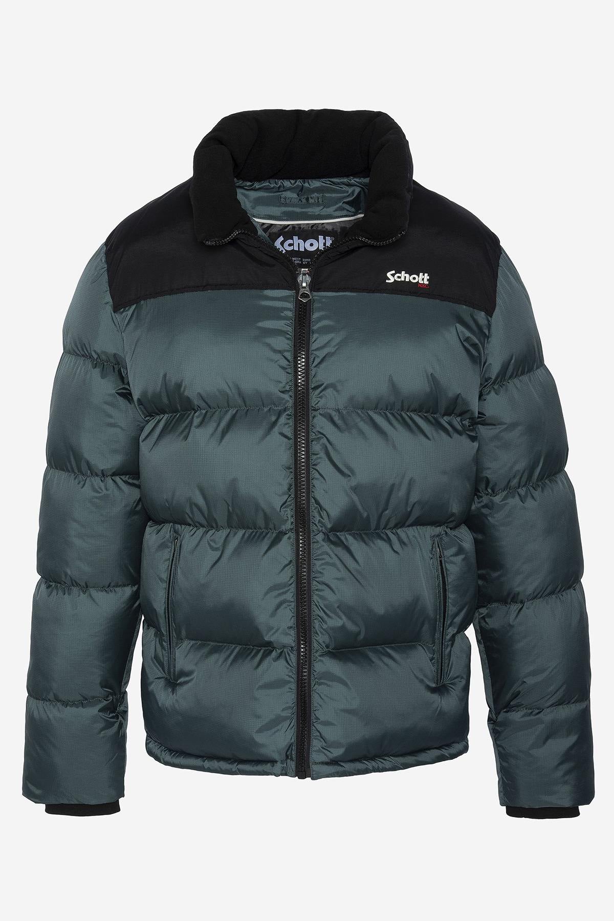 Forest green quilted down jacket - Image n°1