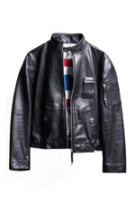 Black lambskin PN jacket by Aéro-Design, with a Mirage IIIB plate. - Image n°1