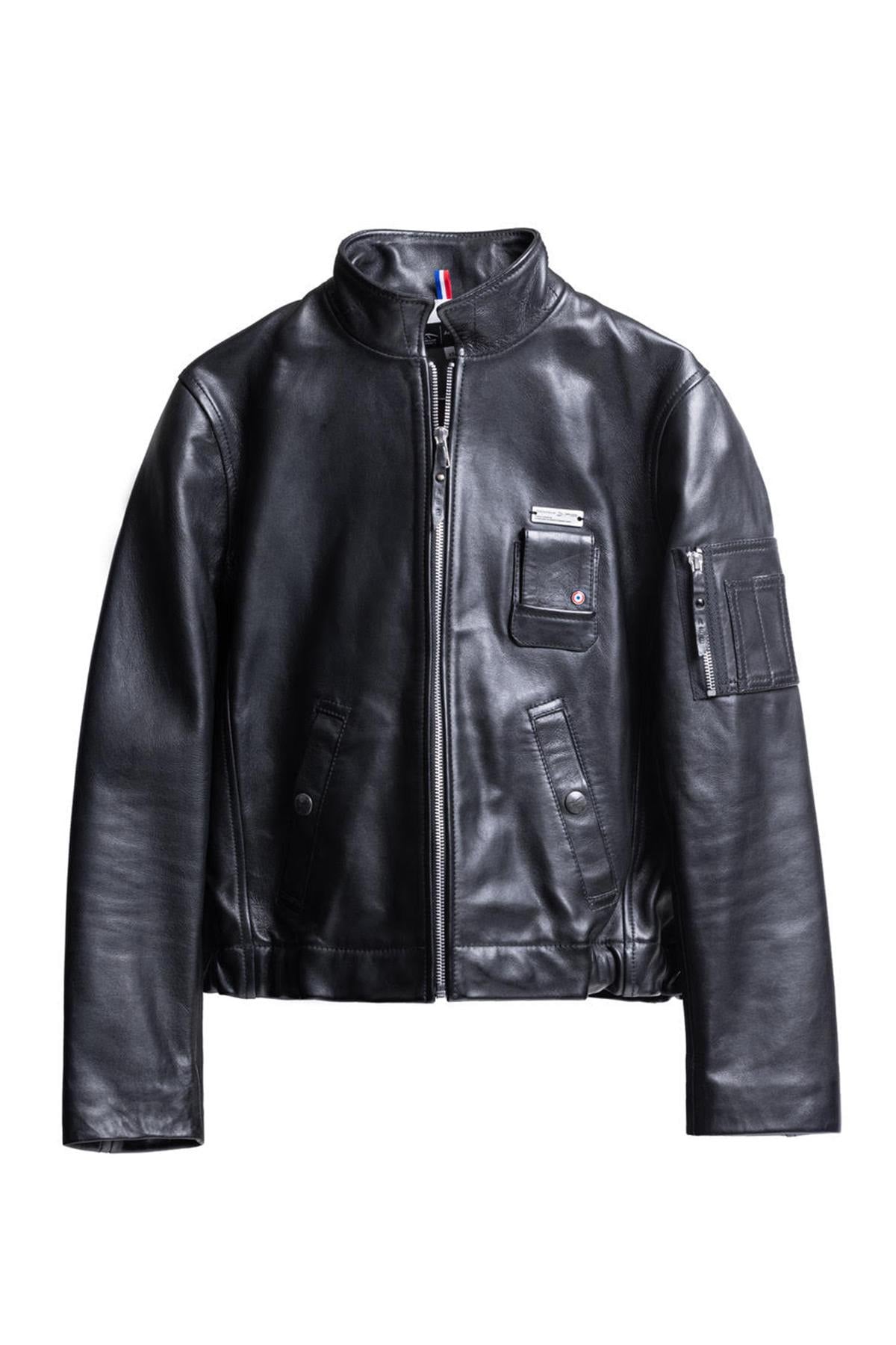 Black lambskin PN jacket by Aéro-Design, with a Mirage IIIB plate. - Image n°5