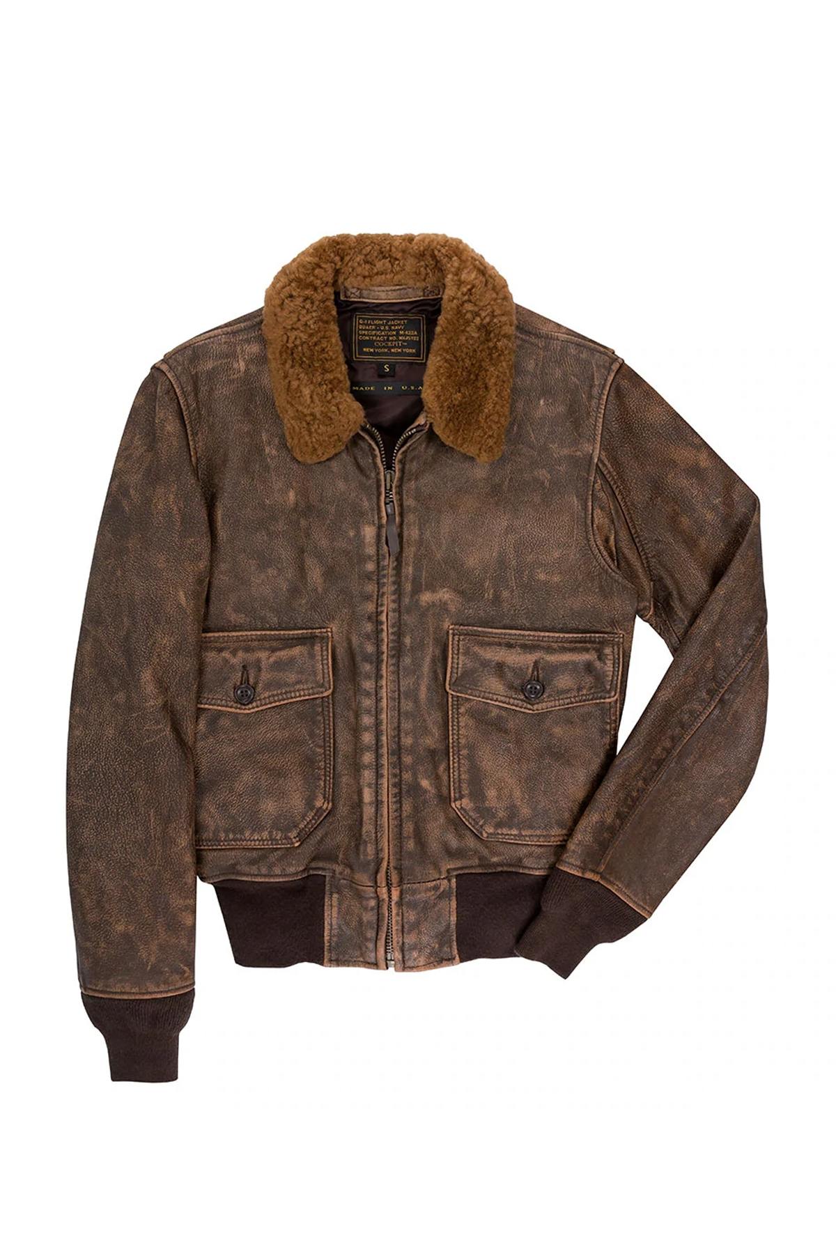 Hand-aged goatskin G-1 Avenger™ bomber, a WWII naval aviator's legacy. - Image n°2