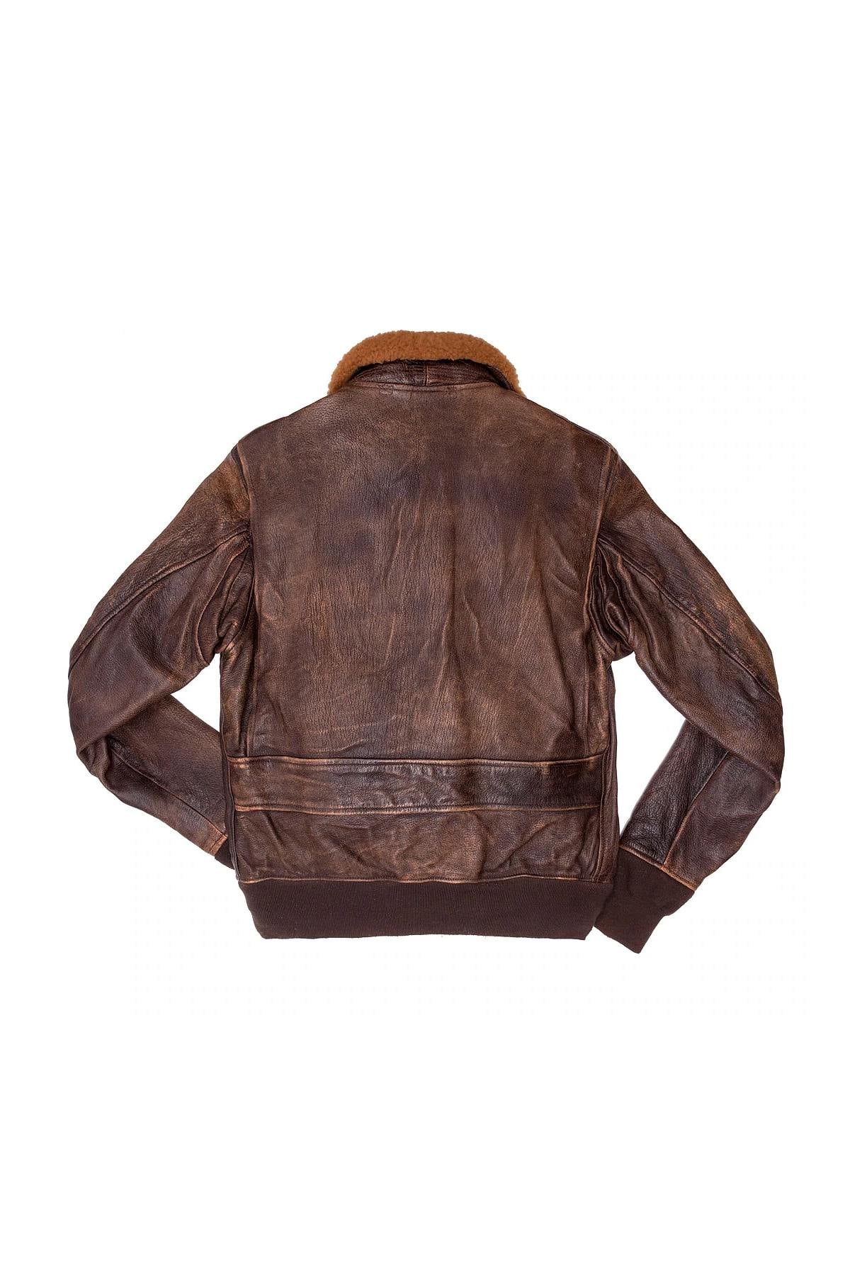 Hand-aged goatskin G-1 Avenger™ bomber, a WWII naval aviator's legacy. - Image n°4