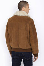 Rust suede sheepskin aviator jacket with fur collar-warm and timeless. - Image n°3