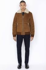 Rust suede sheepskin aviator jacket with fur collar-warm and timeless. - Image n°5