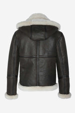 Shearling bomber jacket with removable hood - Image n°8