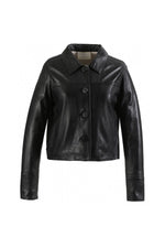 Cropped black sheep leather blazer-sharp, sensual, and bold. - Image n°6