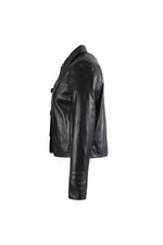 Cropped black sheep leather blazer-sharp, sensual, and bold. - Image n°8