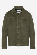 Khaki suede leather overshirt - Image n°6