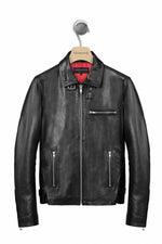 Black lambskin biker jacket with shirt collar - Image n°9