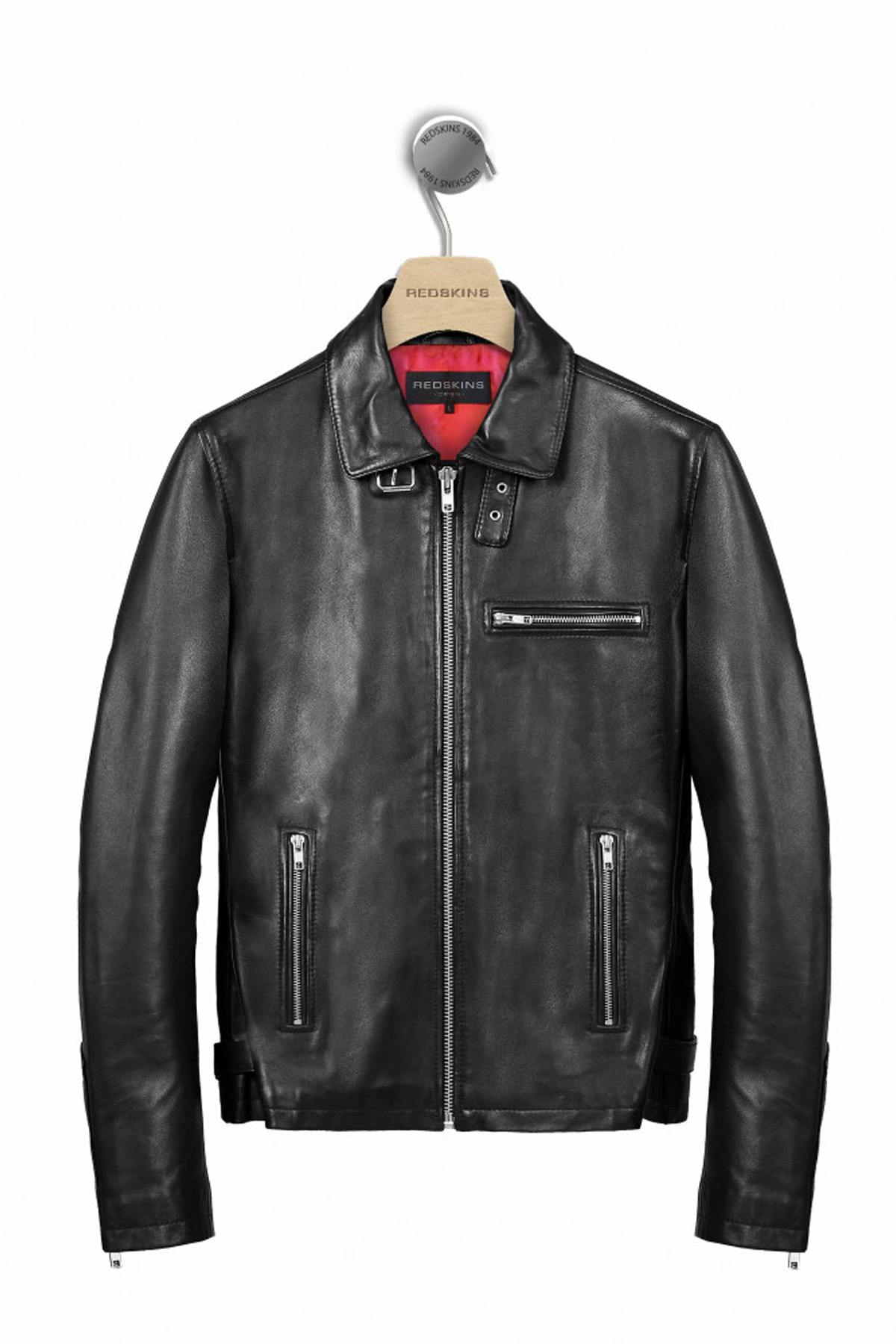 Glossy lambskin biker jacket with adjustable fit for timeless edge. - Image n°9