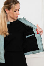 Women's turquoise blue leather jacket - Image n°5