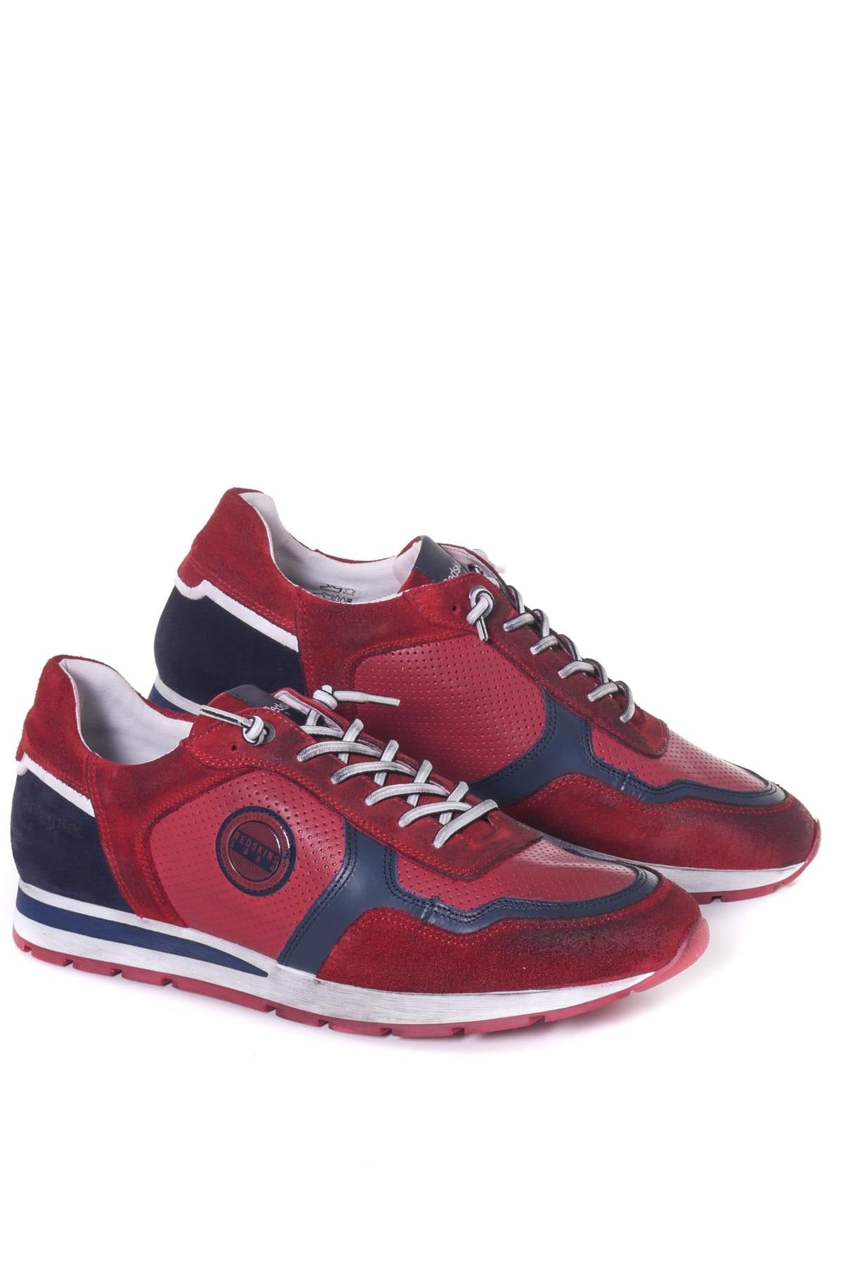 Red sneakers in smooth leather and velvet - Image n°8