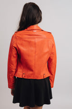 Orange leather Biker Jacket jacket - Image n°3
