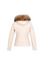 Leather sportswear down jacket with fur-lined hood - Image n°12